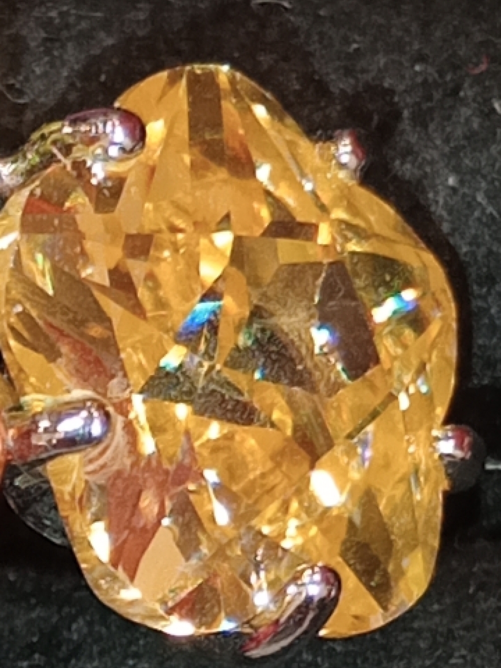 Park Lane Orange, Yellow & Green Crystal Flower Ring - Picture 12 of 14
